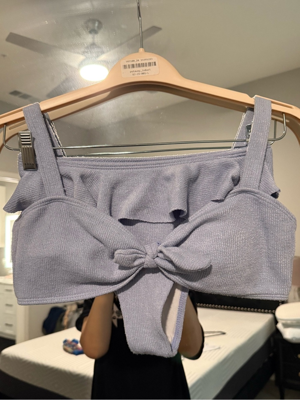 SHEIN: Light Blue Ribbed Ruffle Bikini Set - Picture 6 of 8